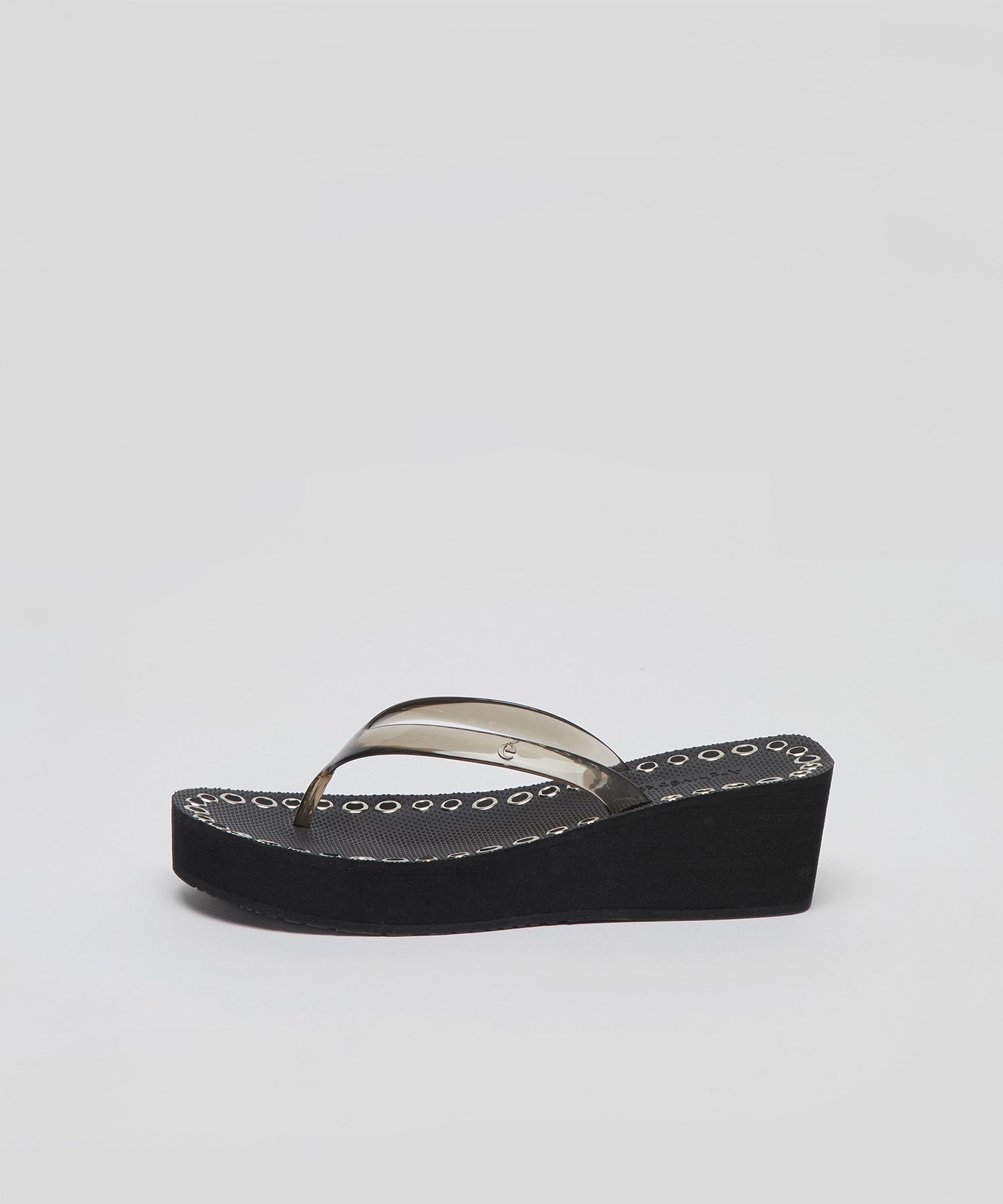 Eyelet Platform Sandals Black