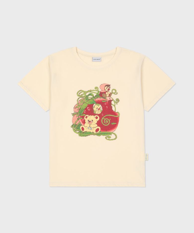 HM t shirt strawberry friends ivory