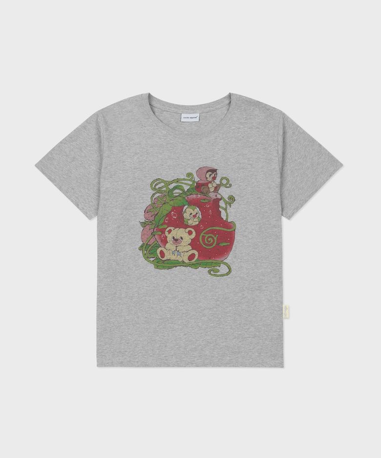 HM t shirt strawberry friends melange grey
