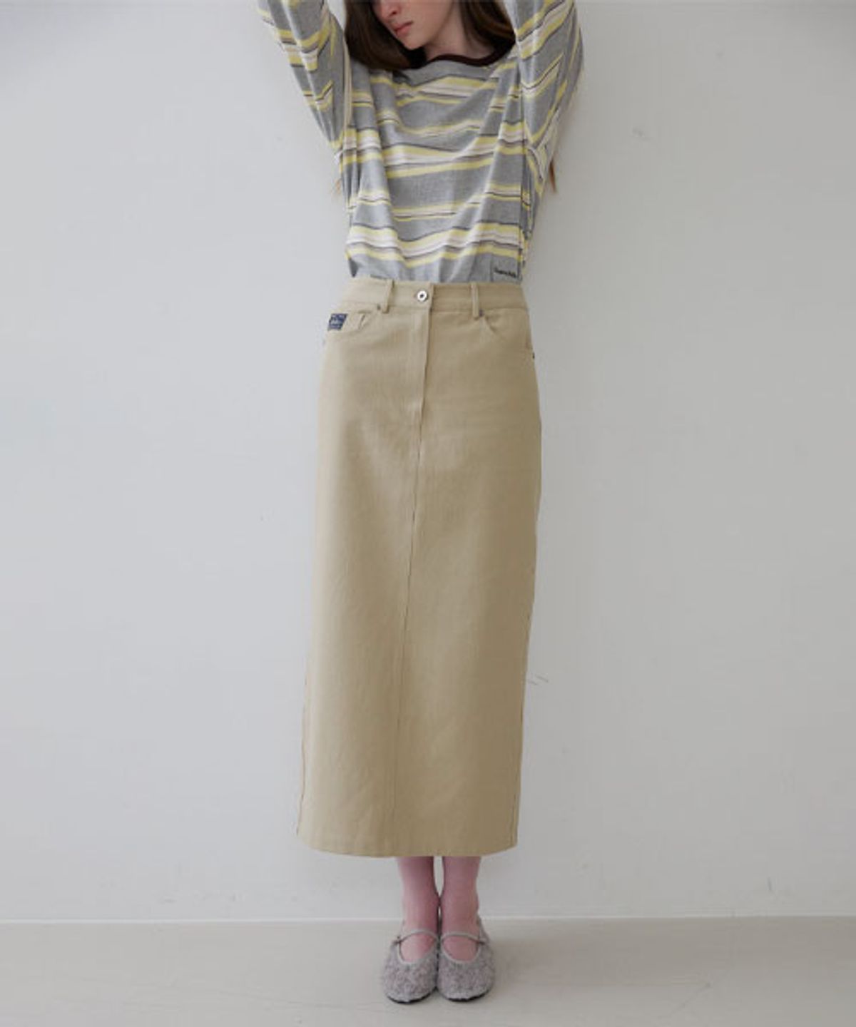 노운베러(KNOWNBETTER) Cotton long skirt [KNSS06SK01]_Beige
