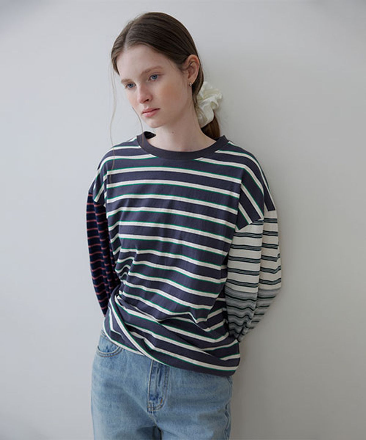 노운베러(KNOWNBETTER) Color block stripe longsleeve T-shirt [KNSS06TS20]_Charcoal