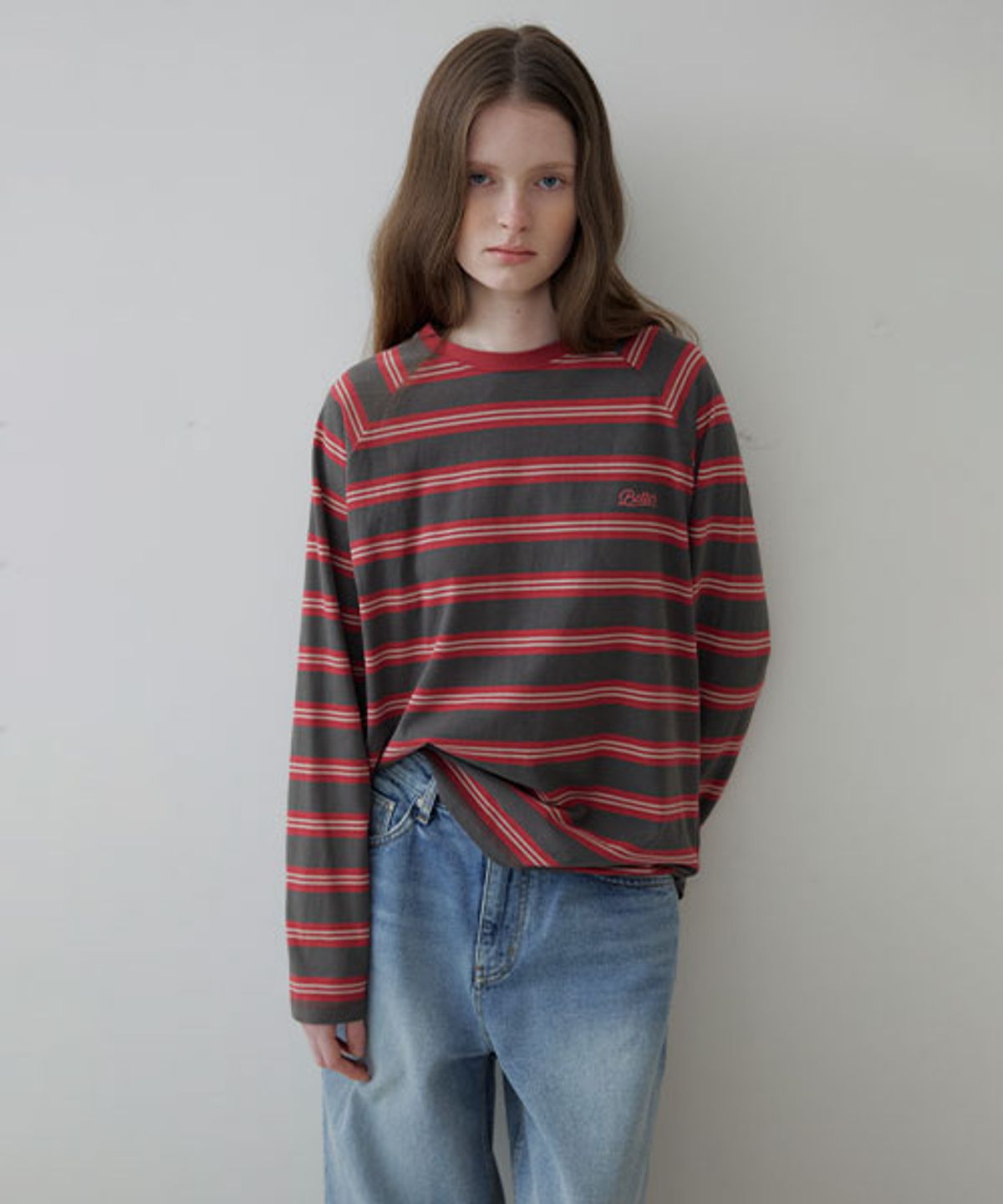 노운베러(KNOWNBETTER) Oversized stripe raglan T-shirt [KNSS06TS24]_Red
