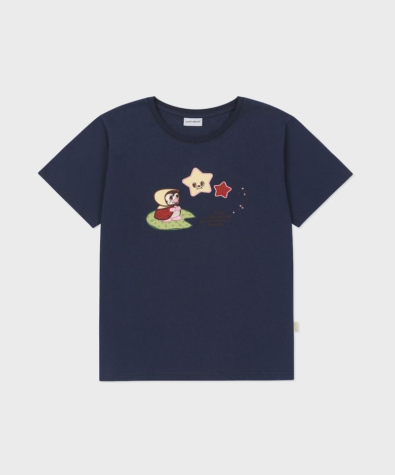 HM applique t shirt star ladybug fairy navy