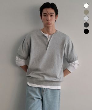 워셔블 수피마 코튼 헨리 넥 반소매 니트 (5 colors)