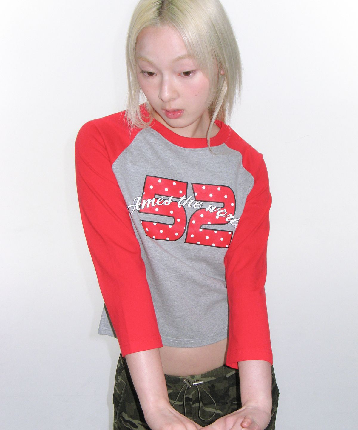 아메스 월드와이드(AMES-WORLDWIDE) DOT 52 3/4 SLEEVE RAGLAN LS TEE RED