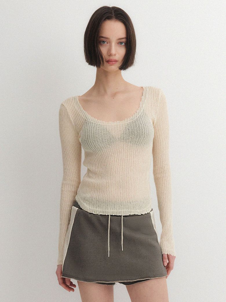 RODA U-NECK T-SHIRT_CREAM