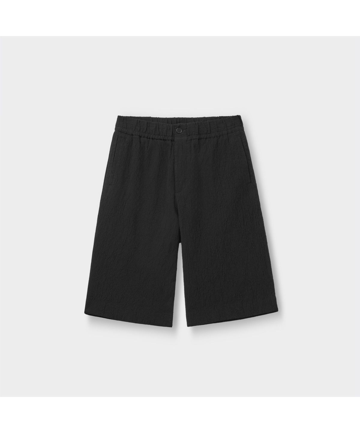 커스텀멜로우(CUSTOMELLOW) Black Creased Drawstring Shorts CWPAM26461BKX