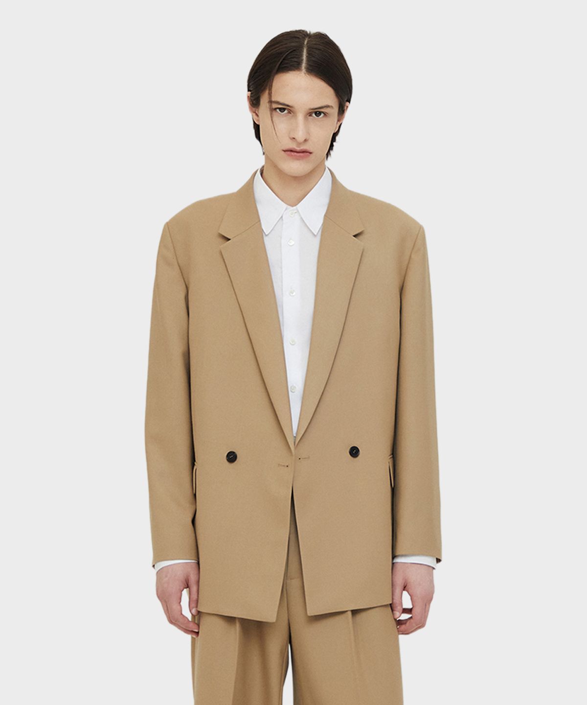 테일던(TAILDERN) Oversized Double Breasted Jacket Beige