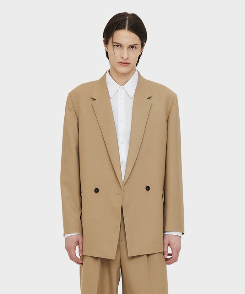 Oversized Double Breasted Jacket Beige