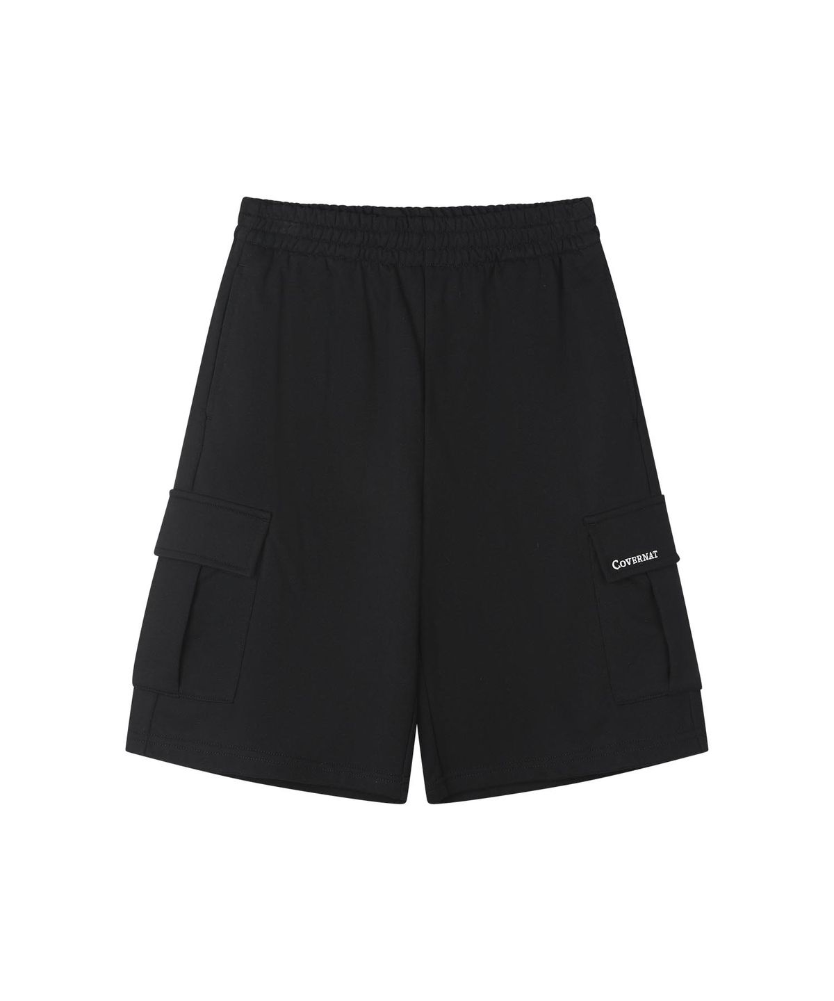 커버낫 키즈(COVERNAT KIDS) 워드마크 카고 버뮤다 스웻팬츠 블랙 CK2602JS10BK