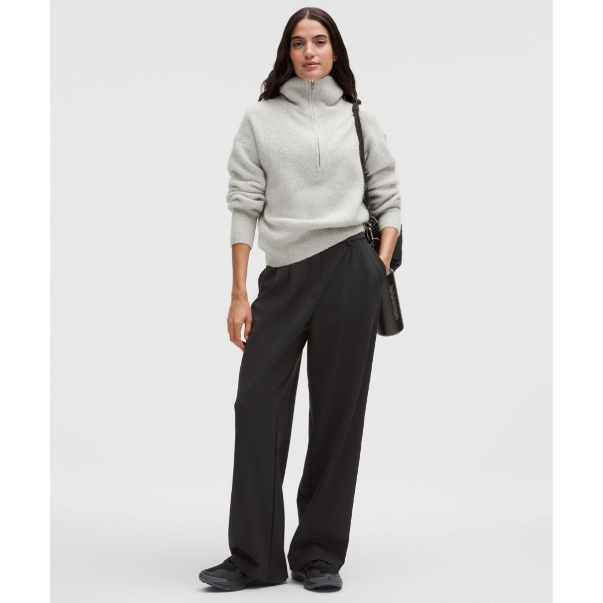 룰루레몬(LULULEMON) 데이드리프트 하이라이즈 와이드 레그 트라우저 레귤러 *브러시드  BLK