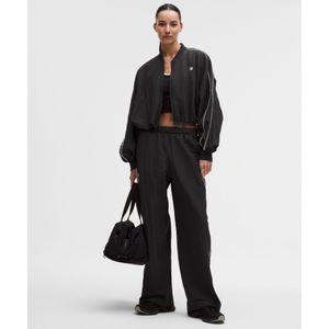 크링클 나일론 미드라이즈 트랙 팬츠 *워드마크  BLK WHT