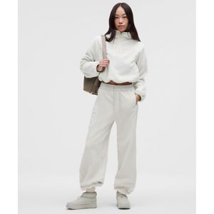 플리스 패널 하이라이즈 와이드 레그 팬츠 *아시아 핏