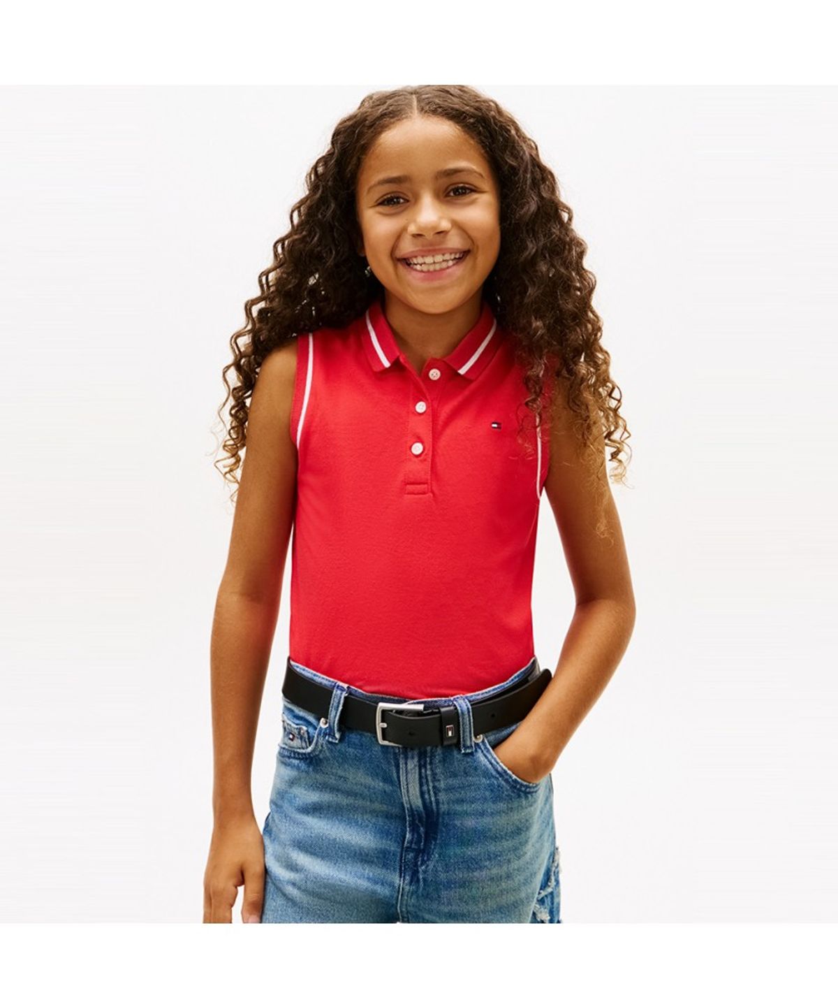 타미힐피거 키즈(TOMMY HILFIGER KIDS) 클래식 폴로 슬리브리스 티셔츠