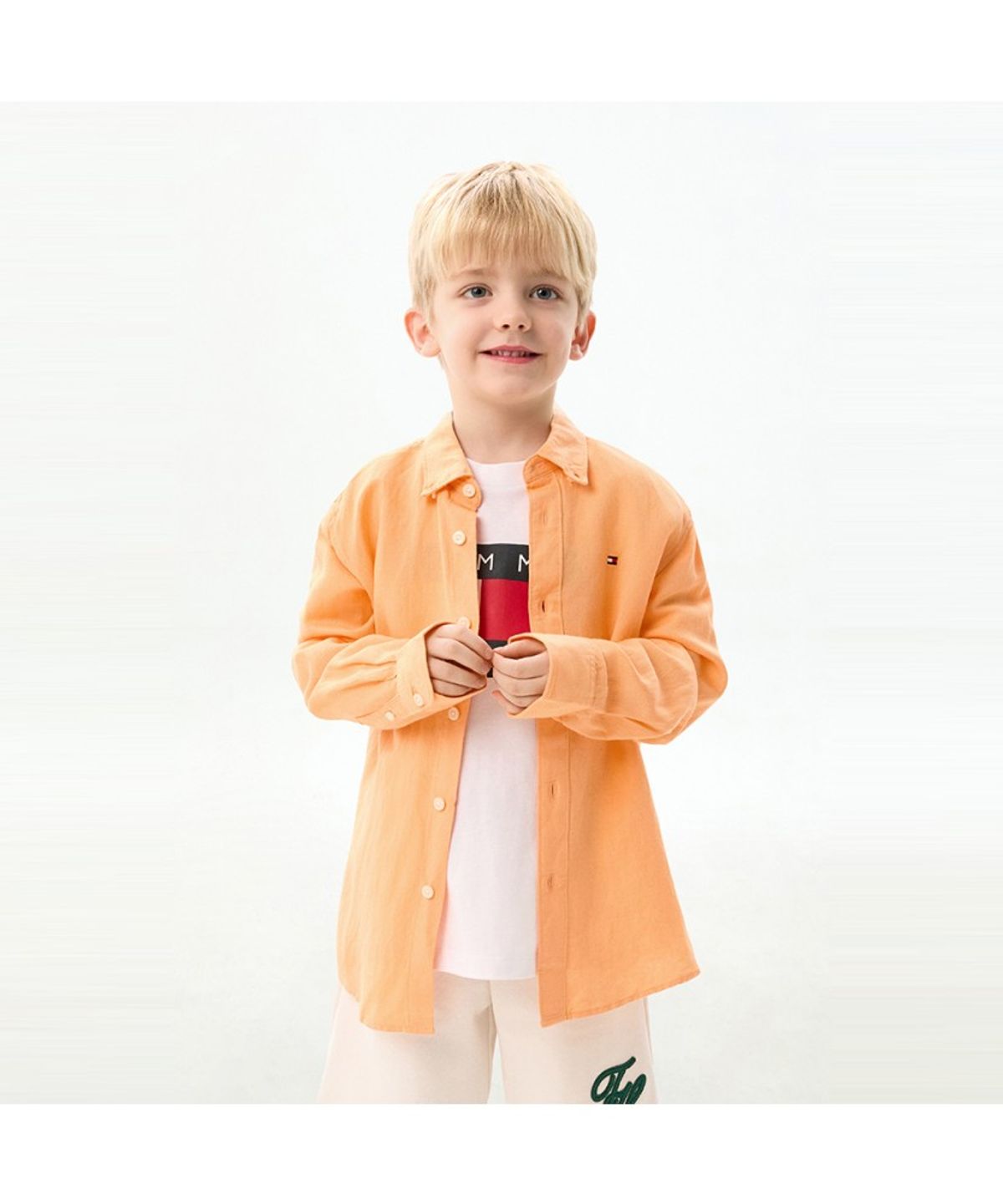 타미힐피거 키즈(TOMMY HILFIGER KIDS) 릴랙스 린넨 블렌드 셔츠