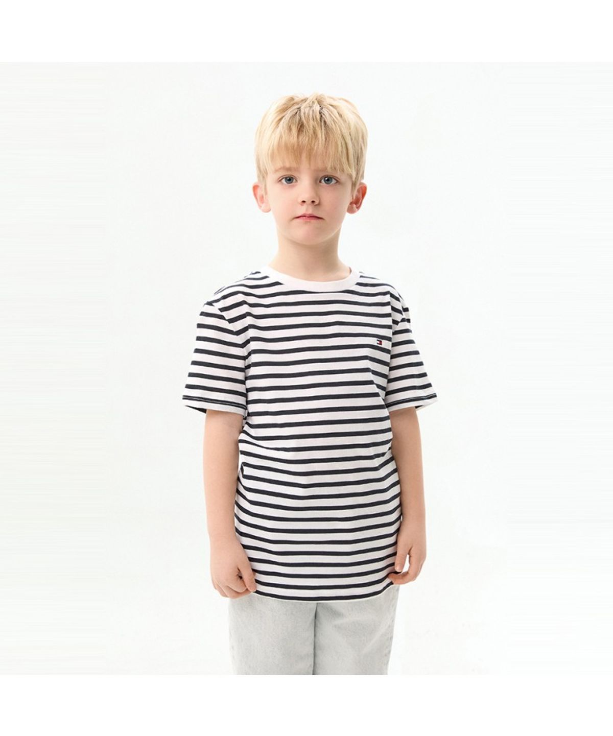 타미힐피거 키즈(TOMMY HILFIGER KIDS) [온라인단독]2PACK 반팔 티셔츠 (네이비 스트라이프&화이트)