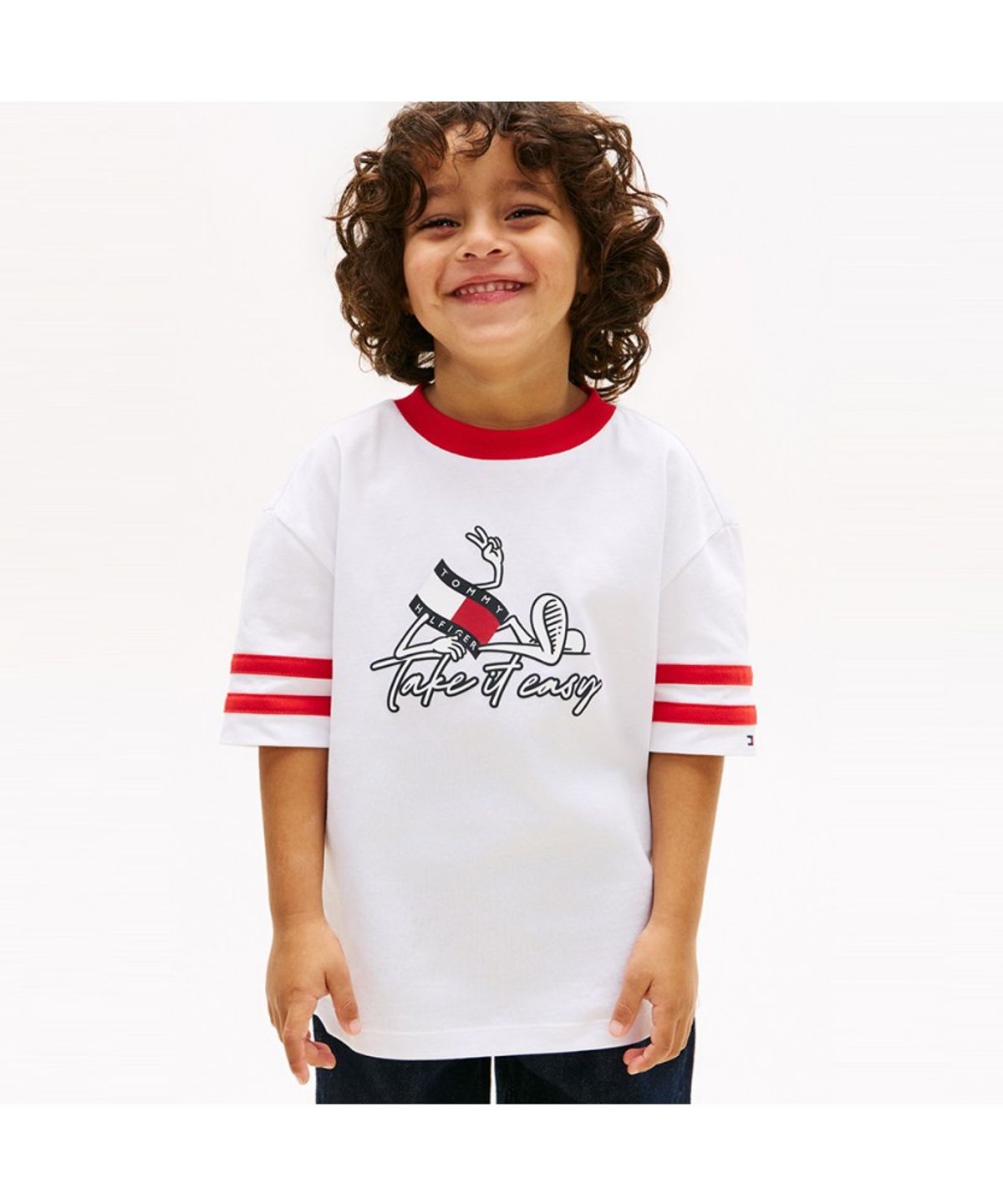 타미힐피거 키즈(TOMMY HILFIGER KIDS) 그래픽 로고 크루넥 티셔츠