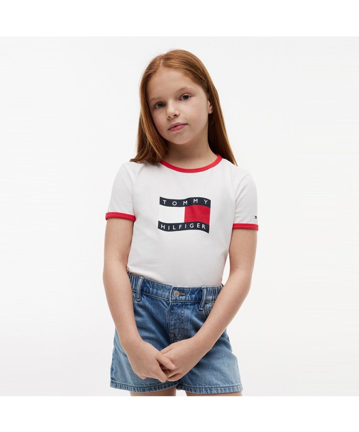 타미힐피거 키즈(TOMMY HILFIGER KIDS) 웨이비 플래그 링거 티셔츠