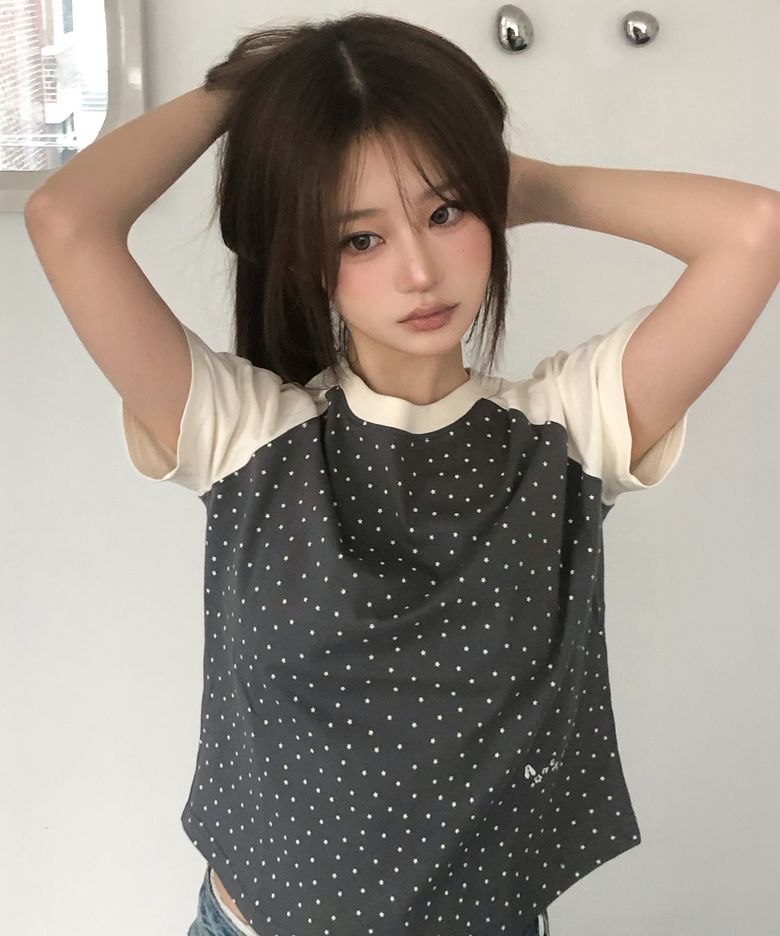 TWINKLE RAGLAN CROP TEE CHARCOAL