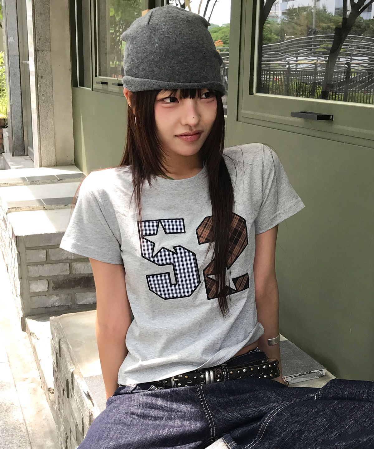 아메스 월드와이드(AMES-WORLDWIDE) 52 APPLIQUE TEE GREY