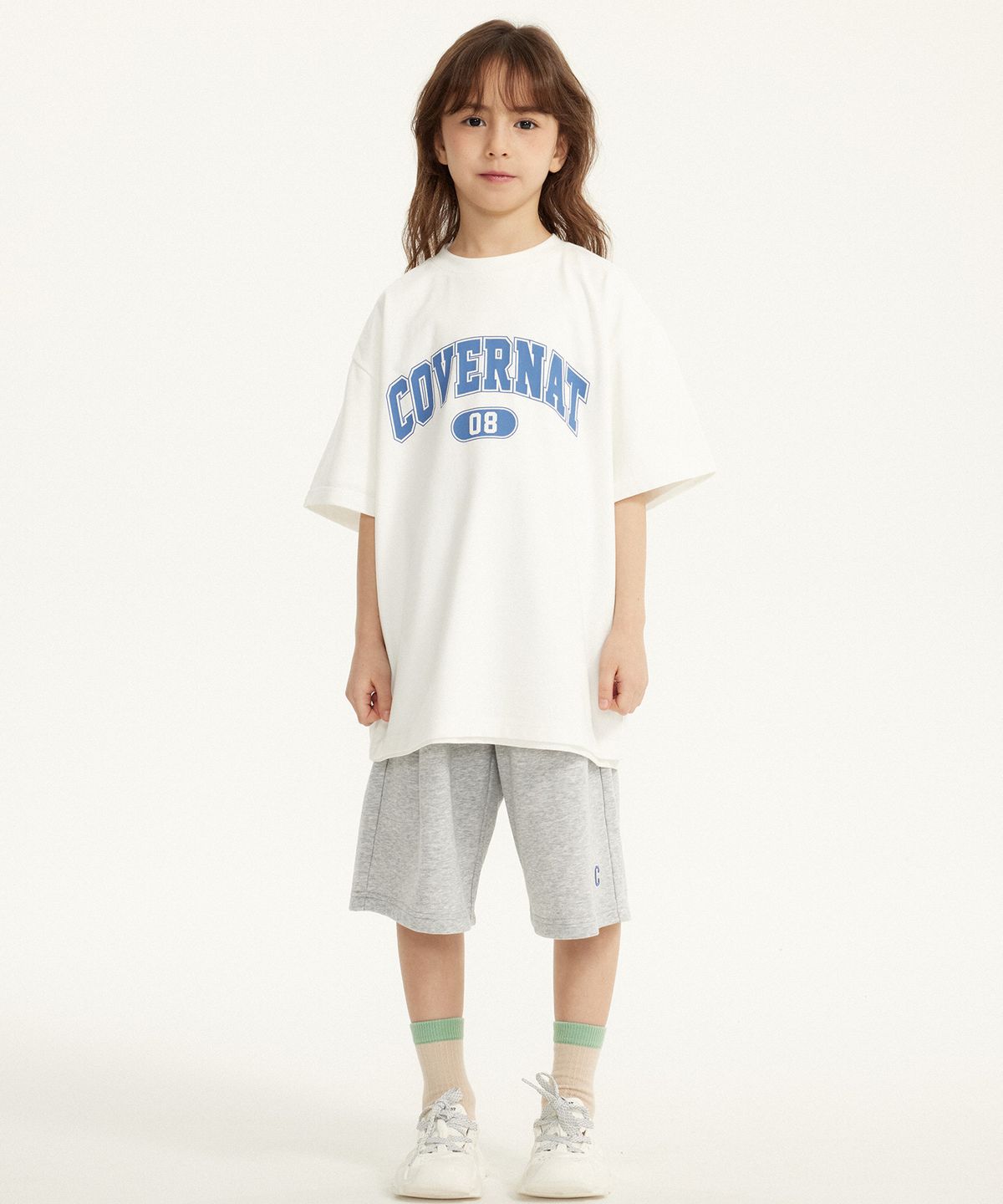 커버낫 키즈(COVERNAT KIDS) 아치로고 티셔츠 커버셋 화이트 CK2602SU01WH