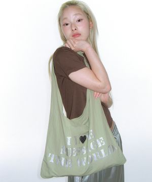 LETTERING CASUAL HOBO BAG GREEN