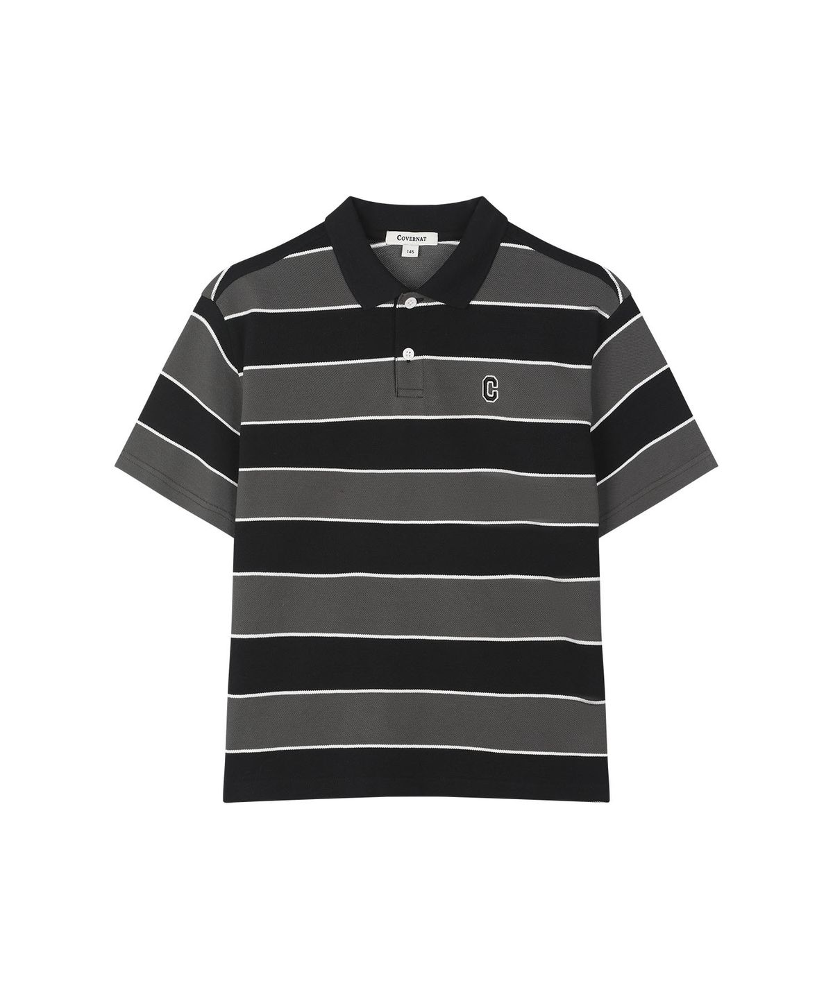 커버낫 키즈(COVERNAT KIDS) C로고 스트라이프 카라티셔츠 블랙 CK2602ST30BK