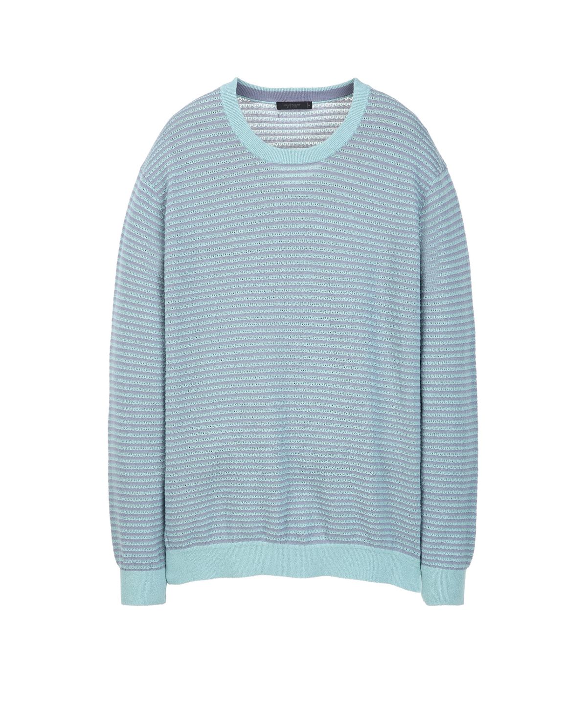 질스튜어트뉴욕 맨(JILLSTUART NEWYORK MEN) 린넨 블렌드 스트라이프 크루넥 니트 - 블루 (JNSW6B409B2)