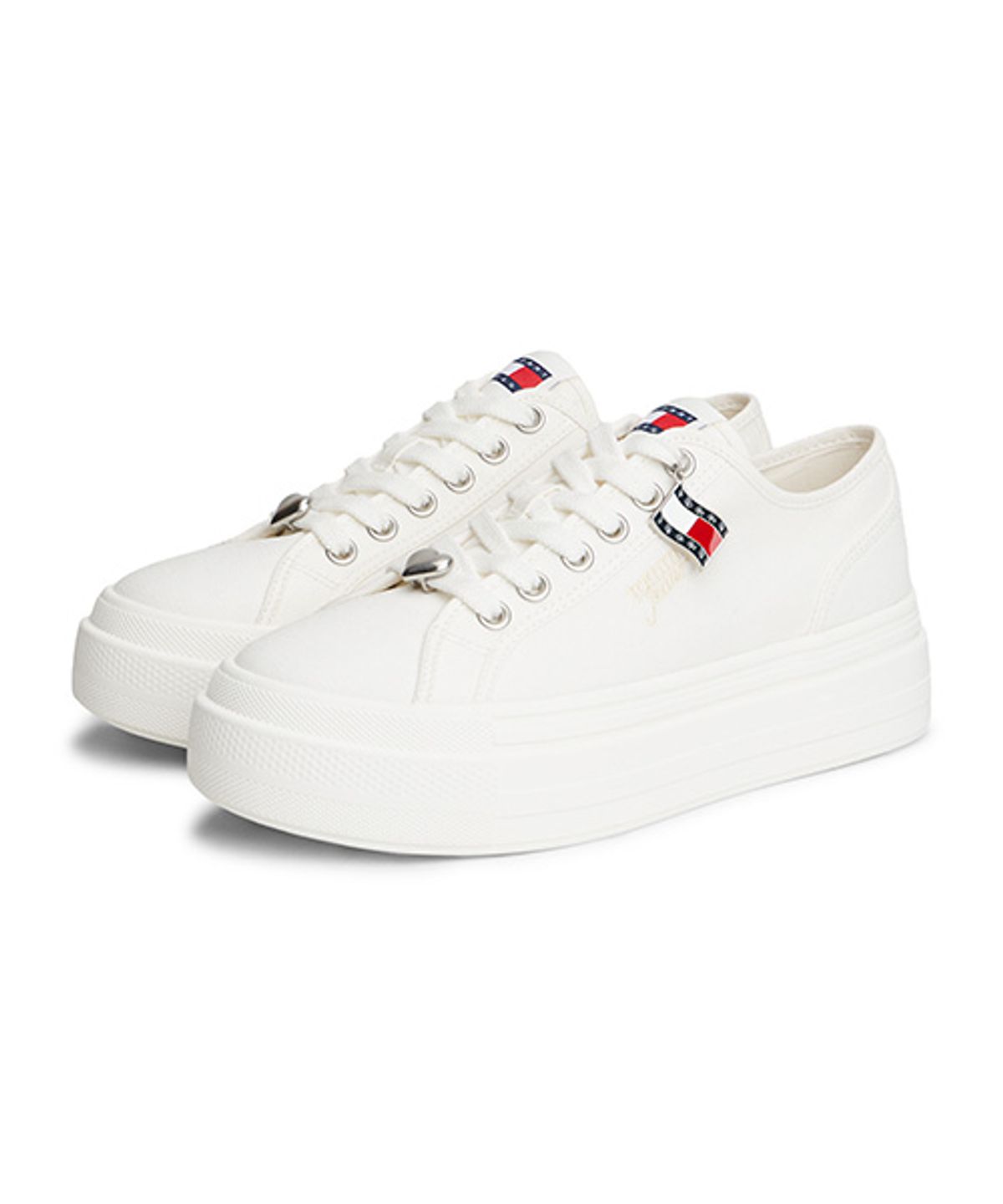 타미힐피거(TOMMY HILFIGER) 도메니카 플랫폼 캔버스 참 스니커즈-화이트(T52G1ARS320JT1YBL)