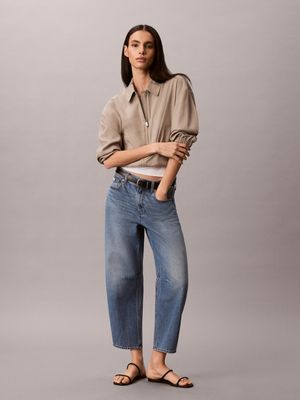 여성 크롭드 배럴 데님 47G748G YRE