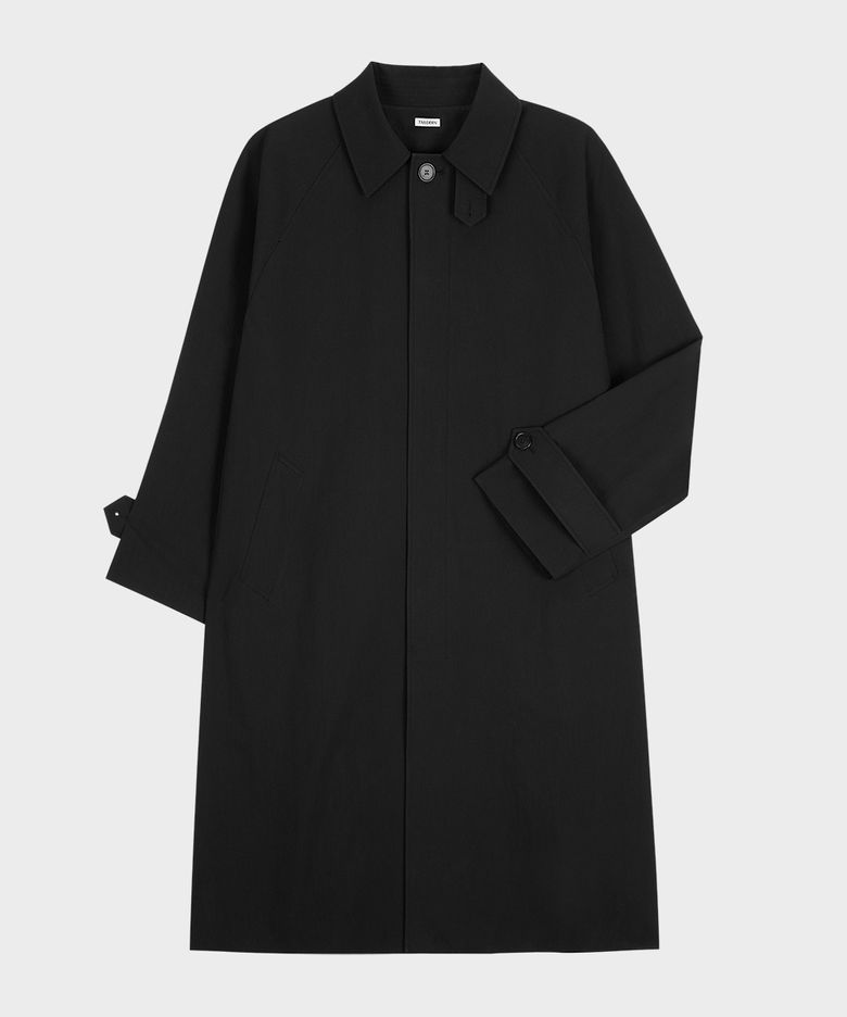 Tailored Balmacaan Long Coat Black