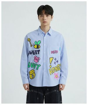 크레용 곰돌이 긴팔 셔츠