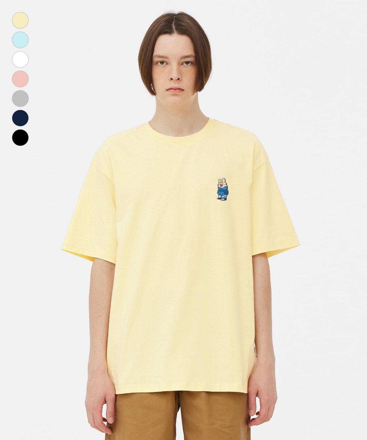 그루브라임(GROOVE RHYME) BLUE HOODIE DUMBY HALF T-SHIRTS (LBRSCTA305M)