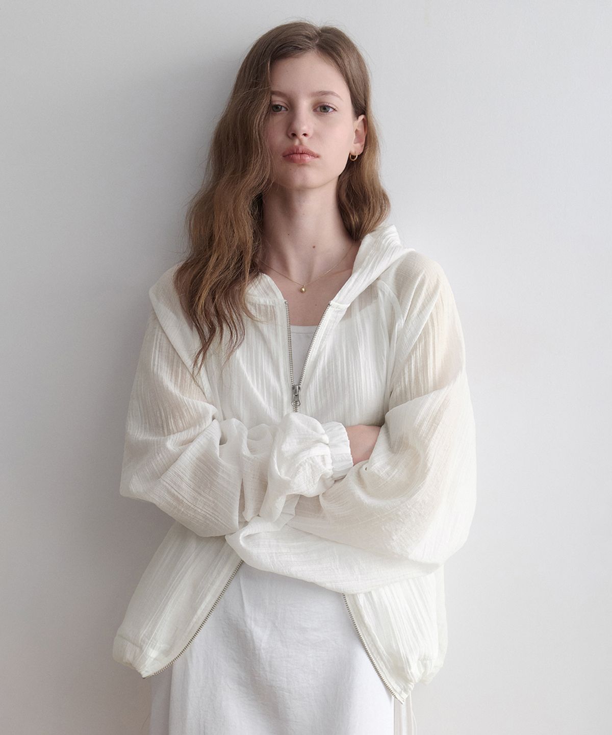 르나브(LENAV) esy rainy hoodie jacket (cream)