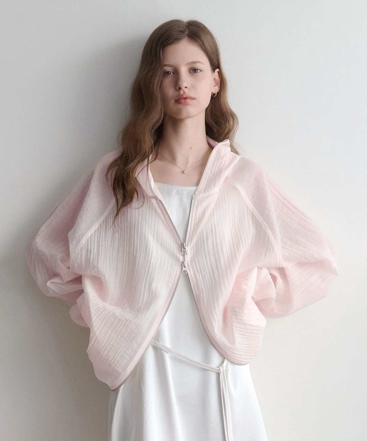 르나브(LENAV) esy rainy hoodie jacket (peach)