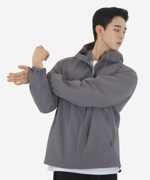 심플 오버핏 나일론 윈드브레이커 자켓 (CHARCOAL)