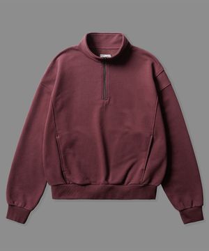 크롭 릿지 하프넥 맨투맨 버건디 ISMT6923