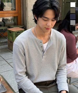 텍스처 헨리넥 긴팔티셔츠 그레이 SJLT2690