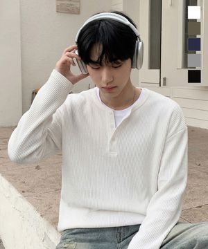 텍스처 헨리넥 긴팔티셔츠 아이보리 SJLT2690