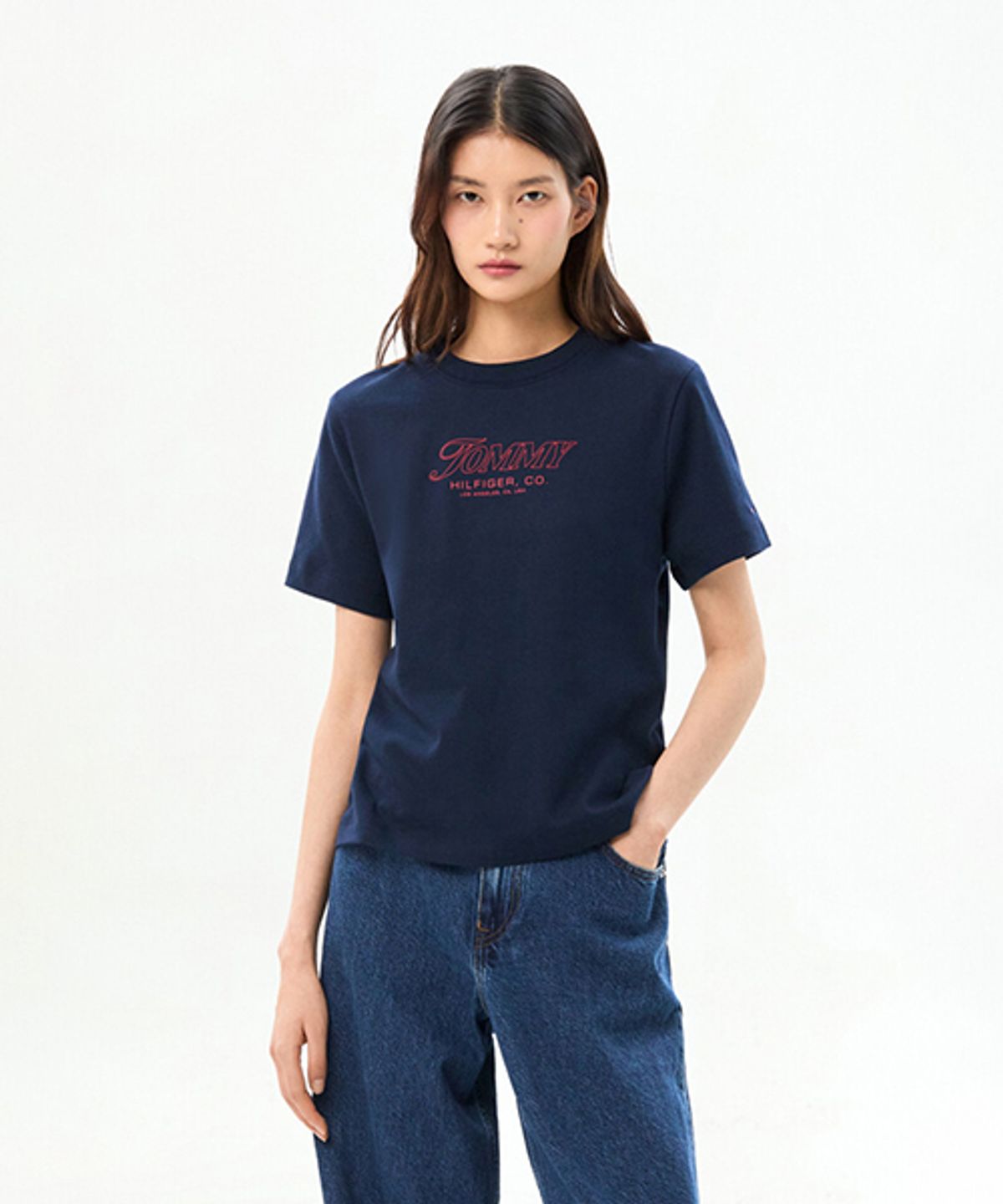 타미힐피거(TOMMY HILFIGER) 로고 레터링 크루넥 티셔츠 (T22G1TTO051WT3C1G)