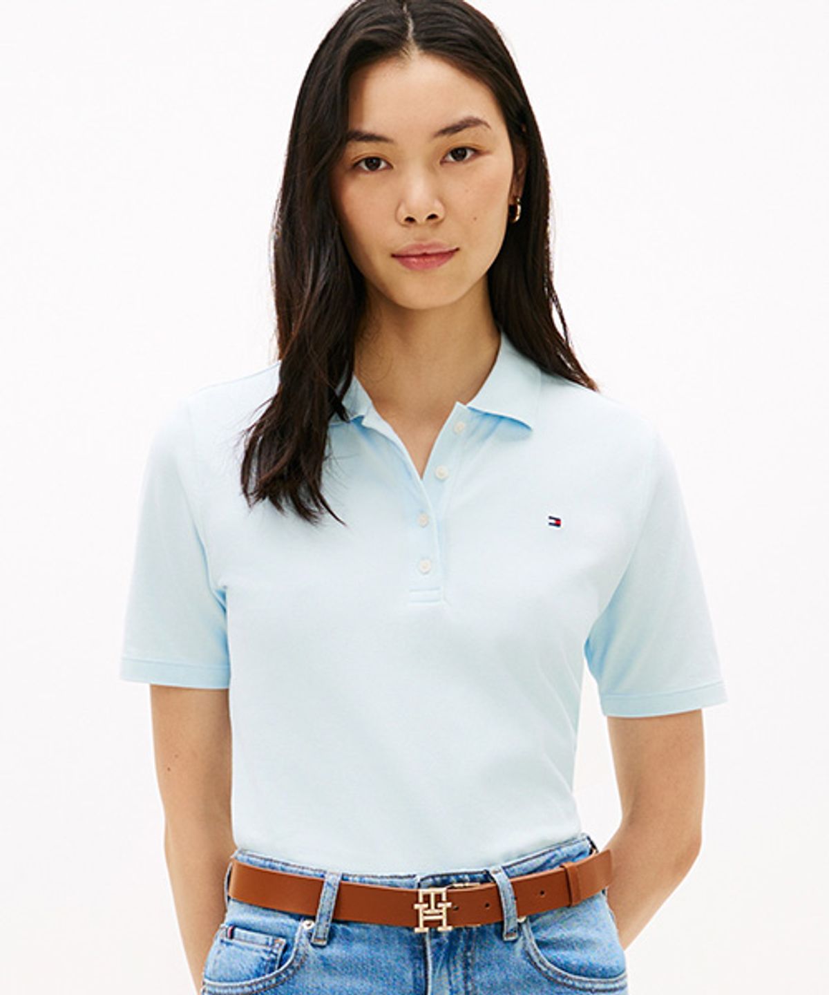타미힐피거(TOMMY HILFIGER) 코튼 스트레치 피케 폴로 티셔츠 (T22G1TPI051WT1CYR)