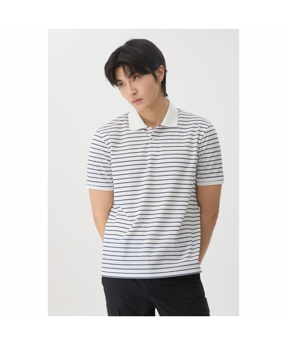 브렌우드(BRENTWOOD) [라이프퍼포먼스] 스트라이프 폴로넥 티셔츠 BRTAM26002WHX