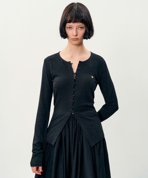 mea linen cardigan _ Black