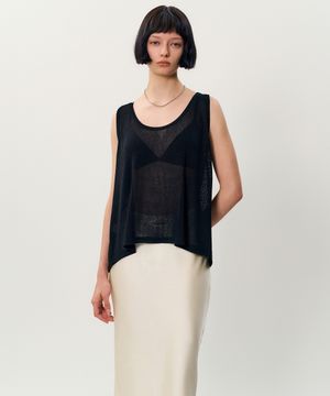 vinny linen sleeveless _ Black