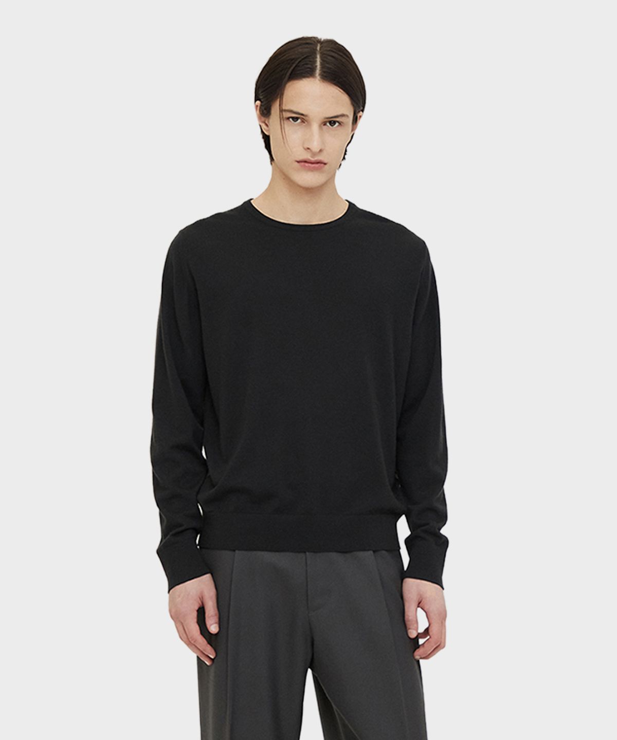 테일던(TAILDERN) Lightweight Wool Crewneck Sweater Grey