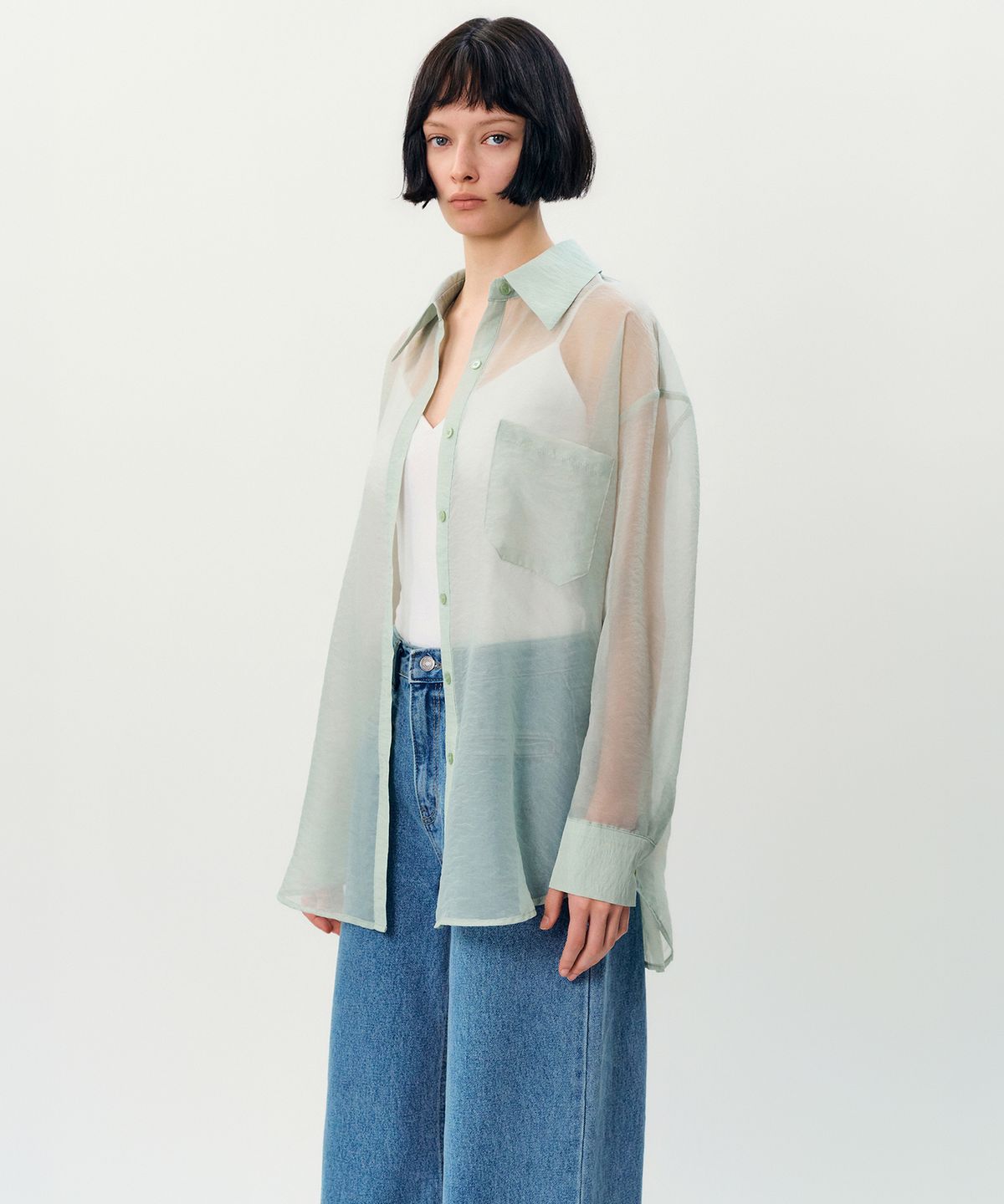 메이버유(MAYVERU) deia cross blouse _ Mint