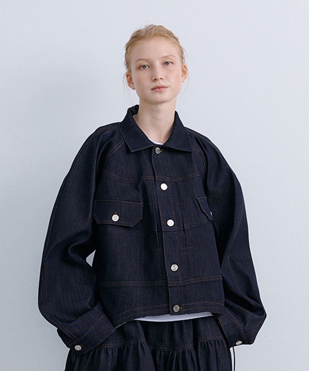 에핑글러(EPINGLER) PUFFY CROP JACKET - NAVY