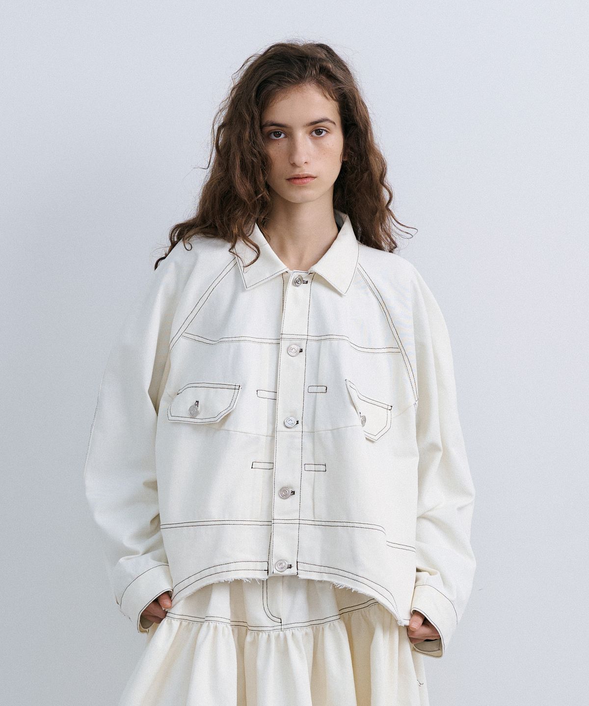 에핑글러(EPINGLER) PUFFY CROP JACKET - IVORY