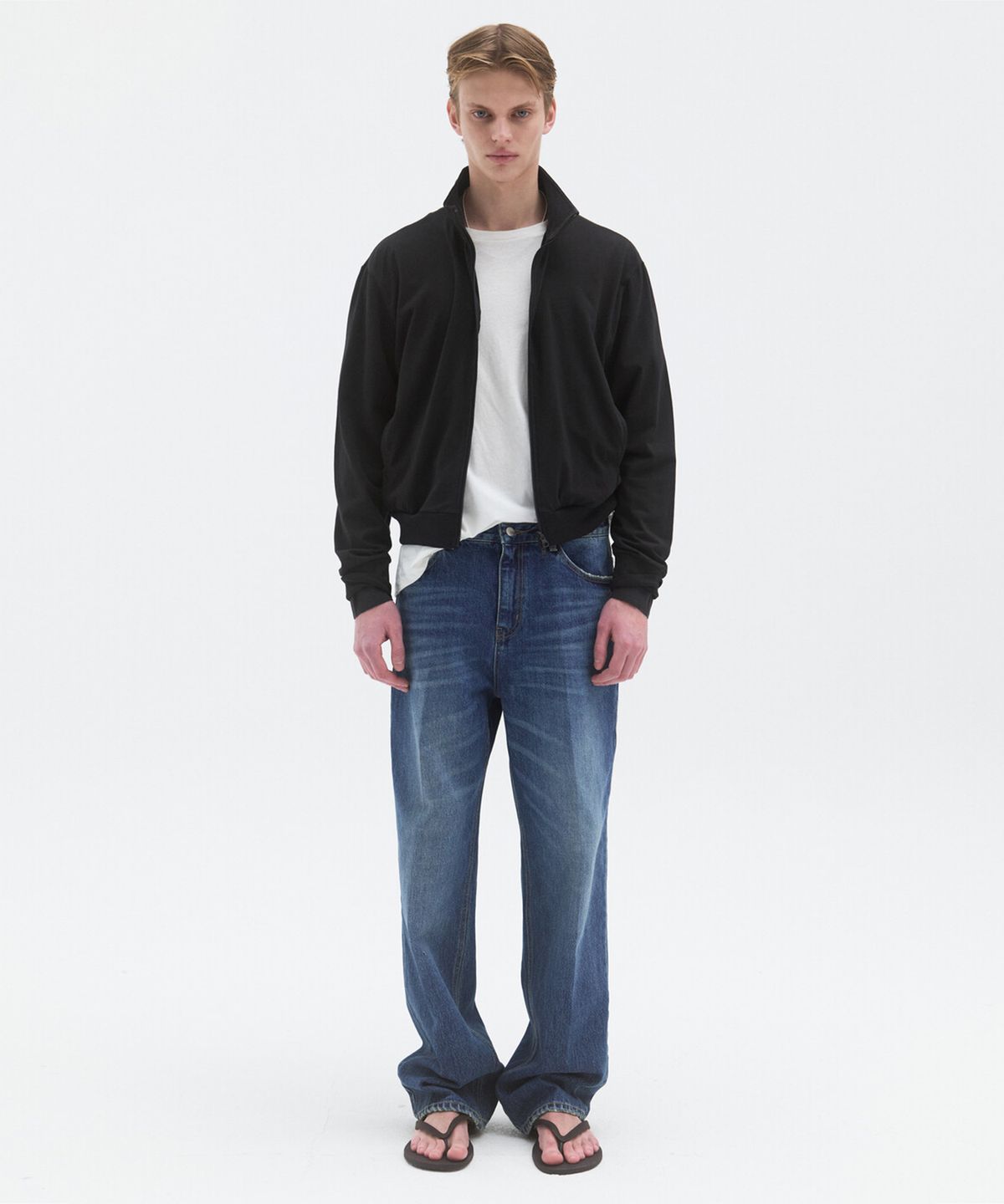 윈더(WINDER) PUNCHED RIB TRACK JACKET - BLACK
