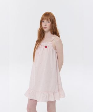 키르시 멜로우 러플 포인트 파자마 드레스 [라이트 핑크]